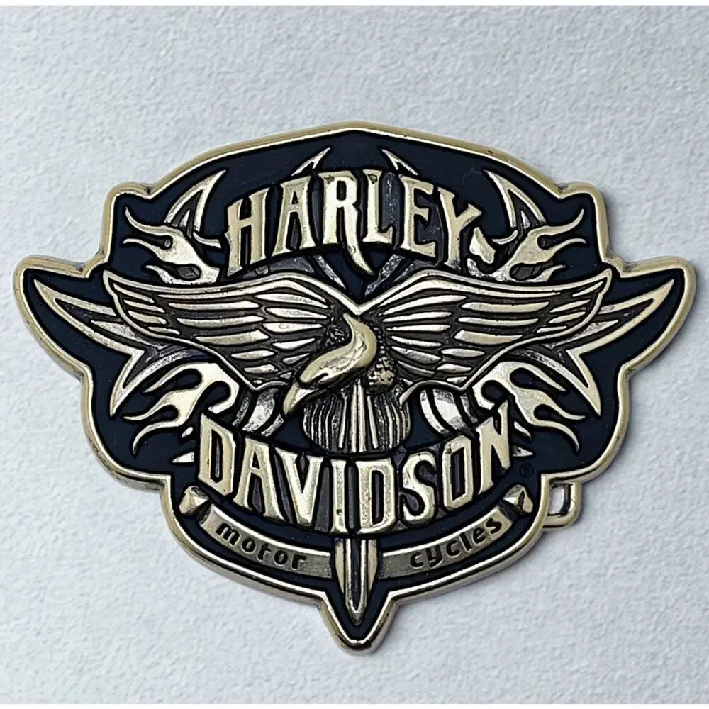 Harley Davidson Eagle Flame Belt Buckle Vintage 2005 Chrome Motorcycle Biker USA